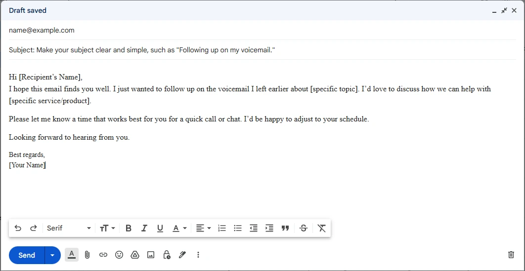 Follow-Up Email Templates After a Voicemail